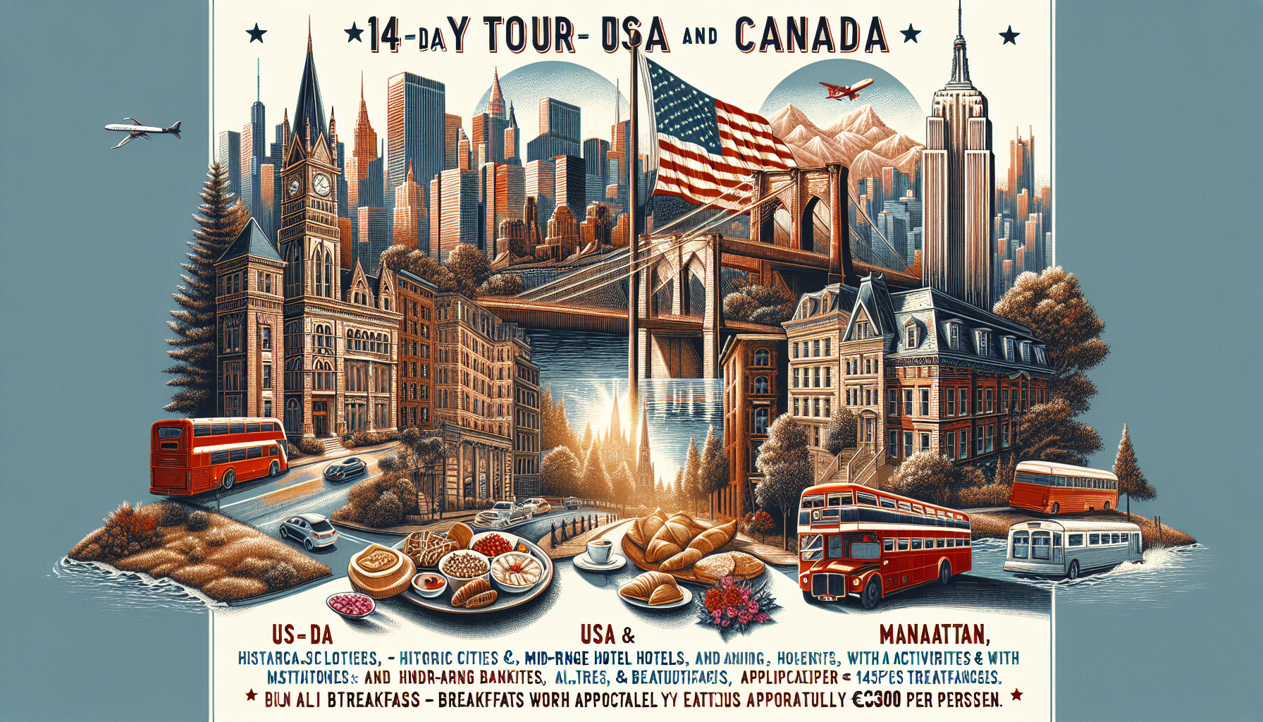 14 Tage USA-Rundreise und Kanada - Historische Städte mit Hotel in Manhattan und atemberaubende Landschaften Frühstück