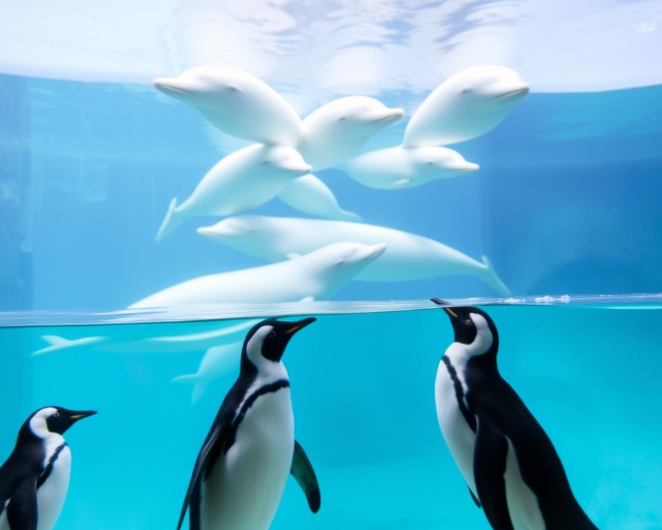 Pinguine und Beluga-Wale im Shedd Aquarium