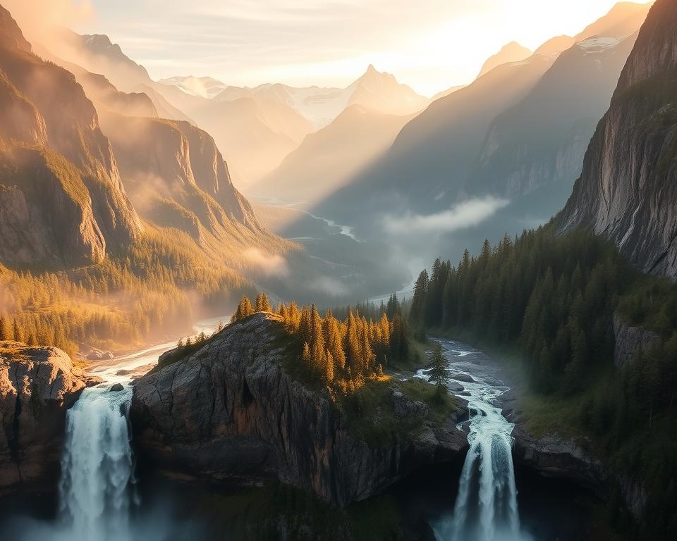 Granitfelsen und Wasserfälle im Misty Fjords National Monument Granitfelsen und Wasserfälle im Misty Fjords National Monument