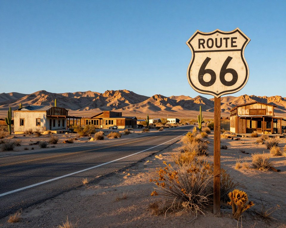 Route 66 Kalifornien in der Mojave-Wüste Route 66 Kalifornien in der Mojave-Wüste